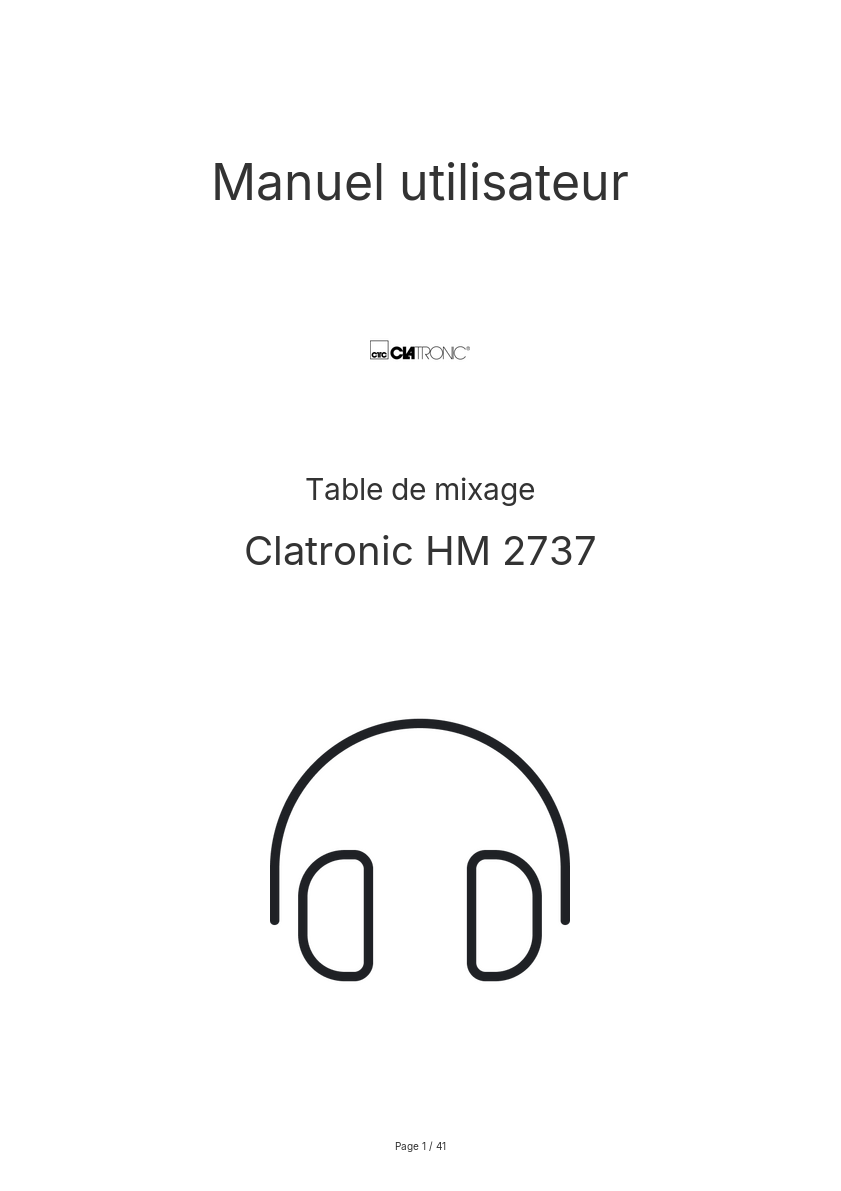 Page n°1 - Manuel utilisateur Clatronic HM 2737