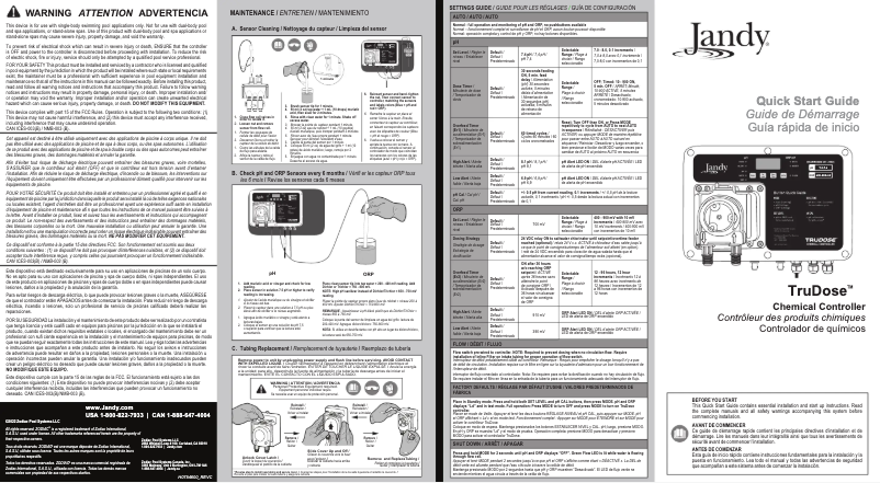 Page n°1 - Guide de démarrage rapide JANDY TruDose Chemical Controller