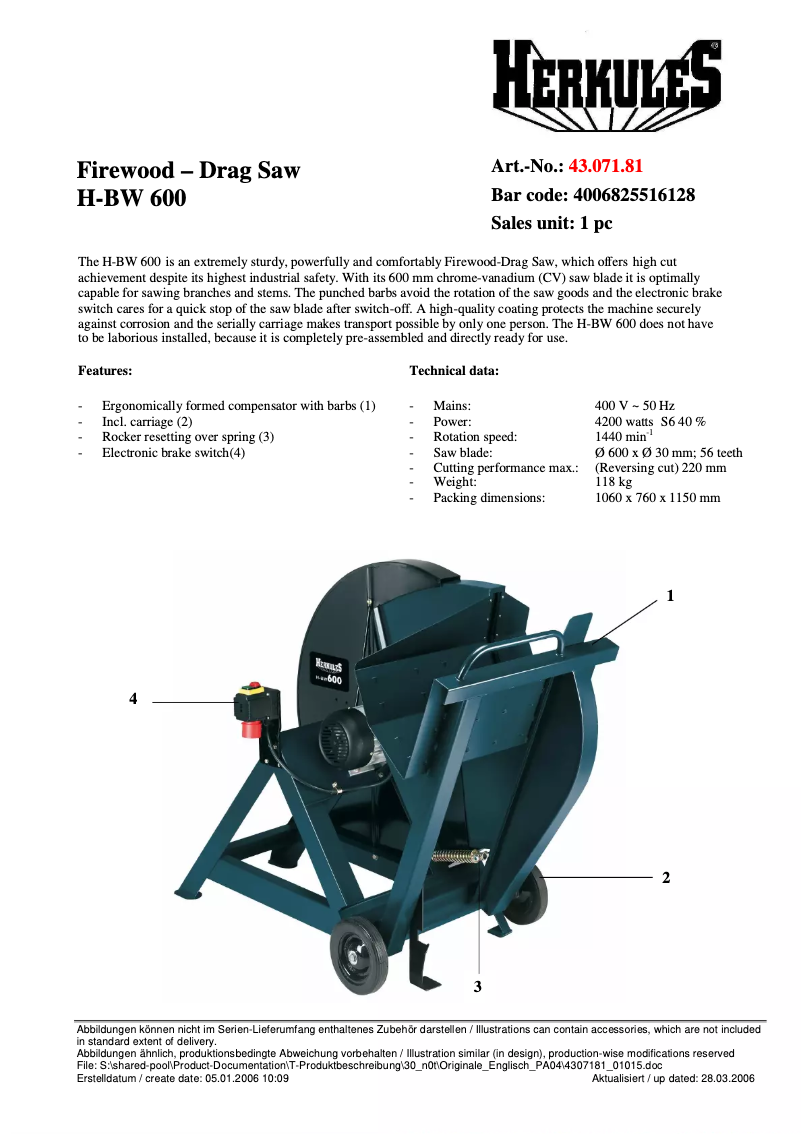 Image de la première page du manuel de l'appareil H-BW 600