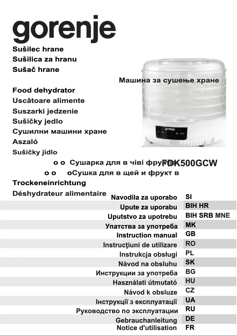 Page n°1 - Manuel utilisateur Gorenje FDK500GCW