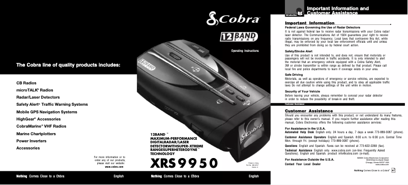 Image de la première page du manuel de l'appareil XRS 9950