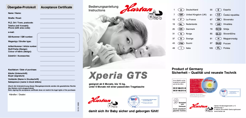 Page n°1 - Manuel utilisateur Hartan Xperia GTS
