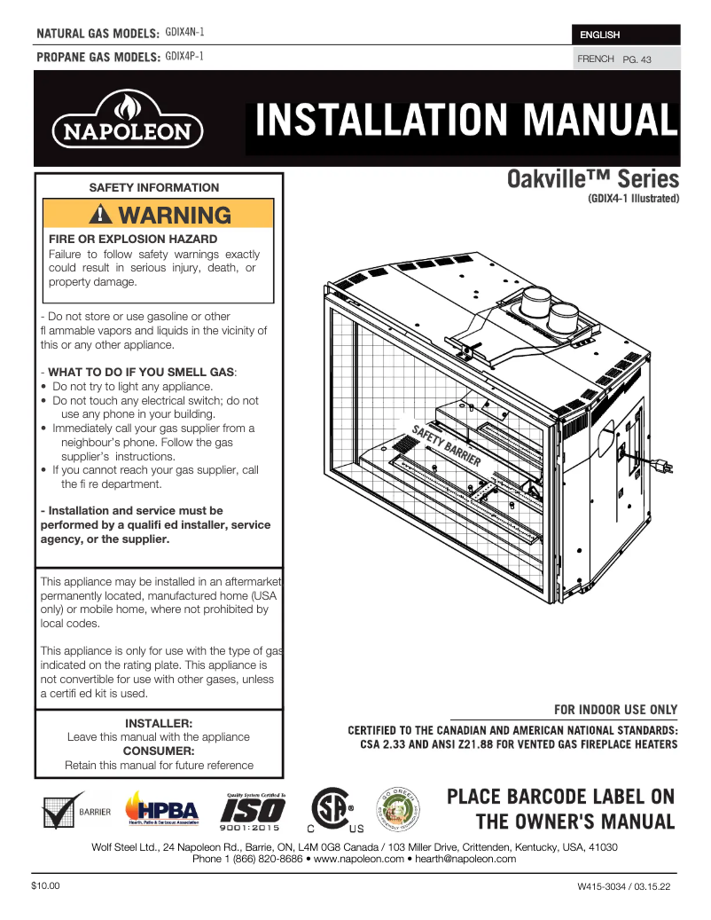 Image de la première page du manuel de l'appareil Oakville X4