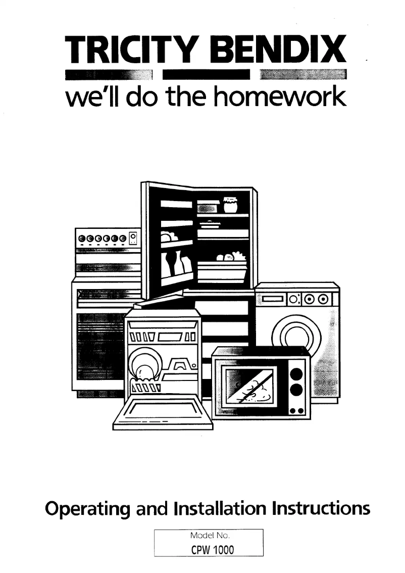 Page 1 de la notice Manuel utilisateur Tricity Bendix CPW 1000