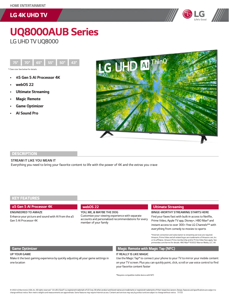 Image de la première page du manuel de l'appareil 75UQ8000AUB