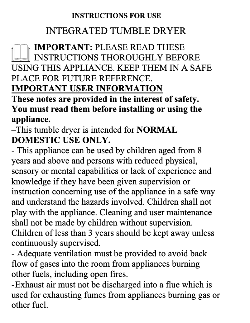 Page 1 de la notice Manuel utilisateur White Knight ITD70T