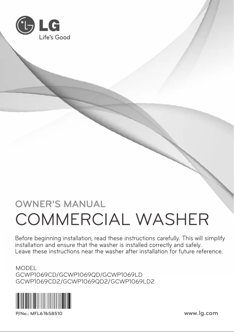 Page n°1 - Manuel utilisateur LG GCWP1069CD2