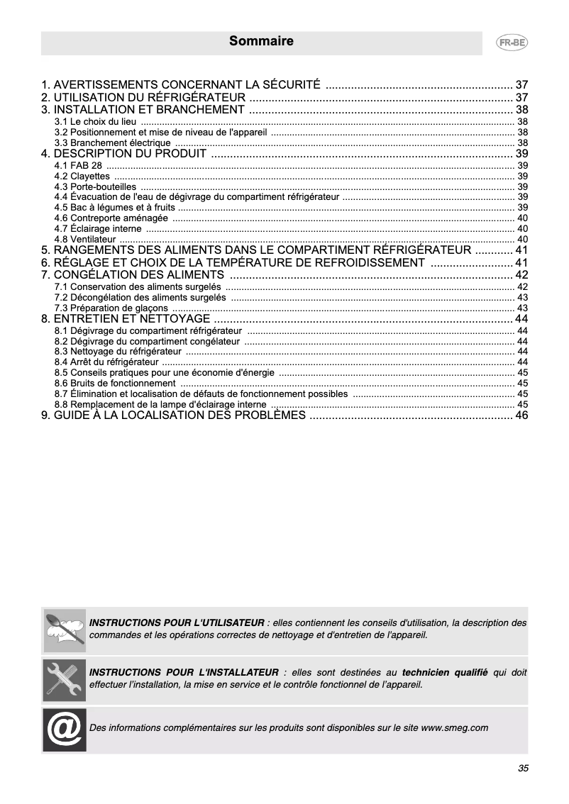 Image de la première page du manuel de l'appareil FAB28RBZ