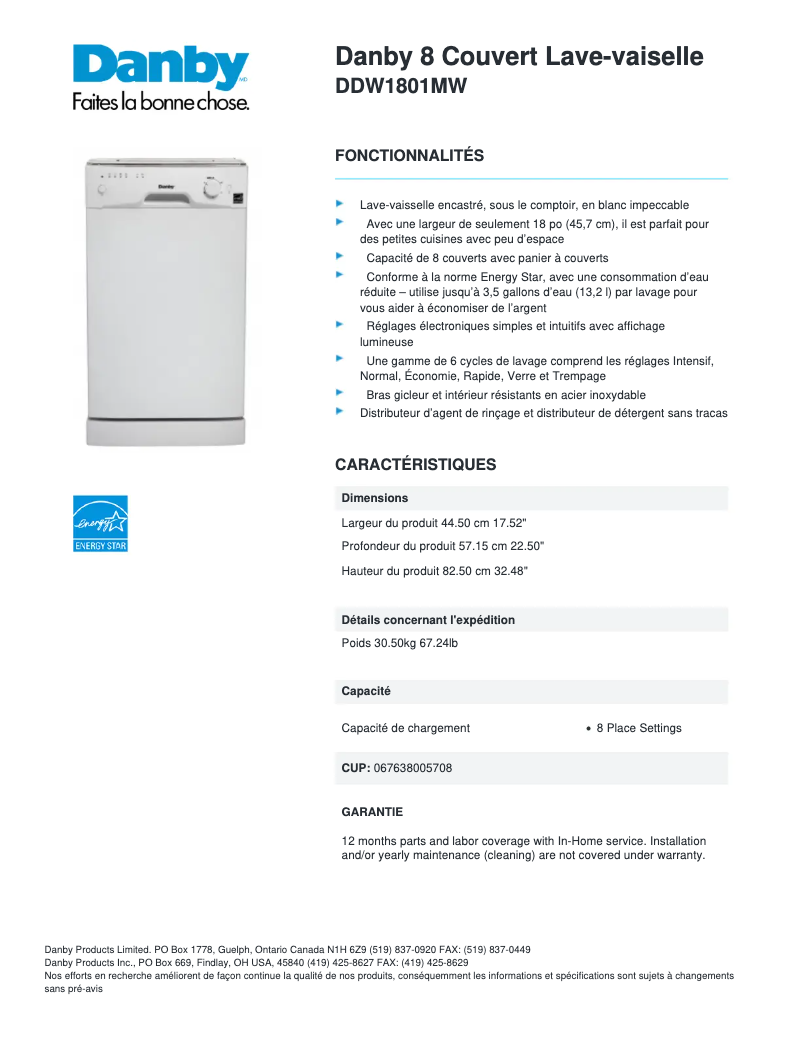 Image de la première page du manuel de l'appareil DDW1801MW