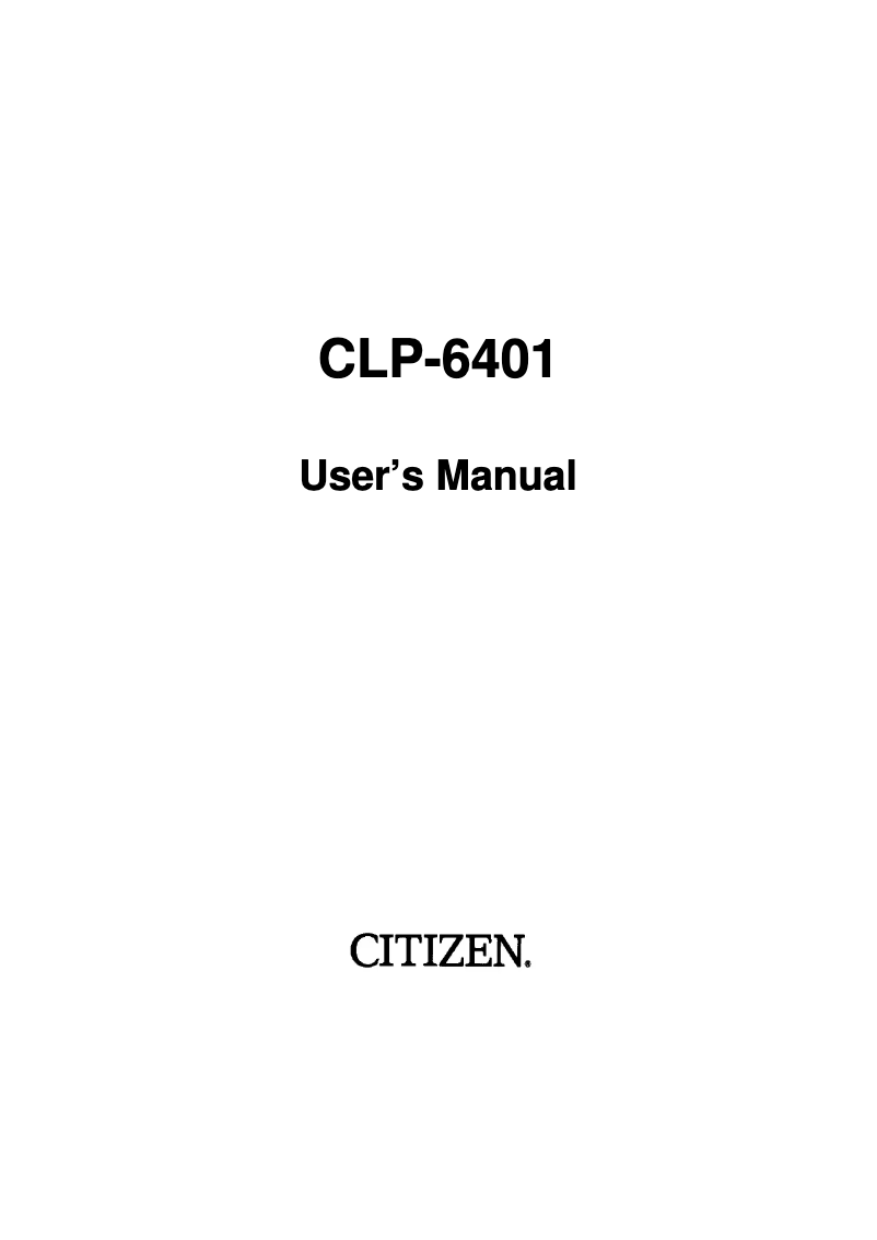 Page n°1 - Manuel utilisateur Citizen CLP-6401