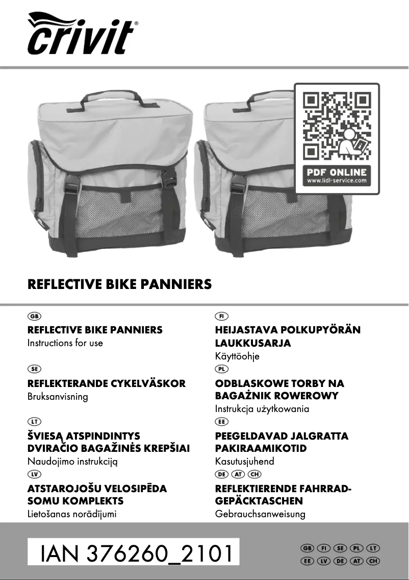 Page 1 de la notice Manuel utilisateur Crivit IAN 376260