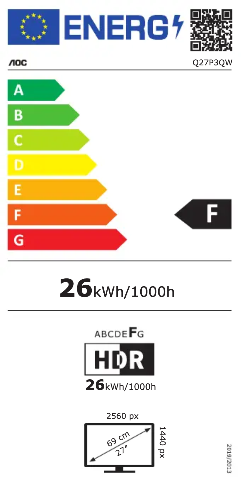 Page n°1 - Label énergétique AOC Q27P3QW