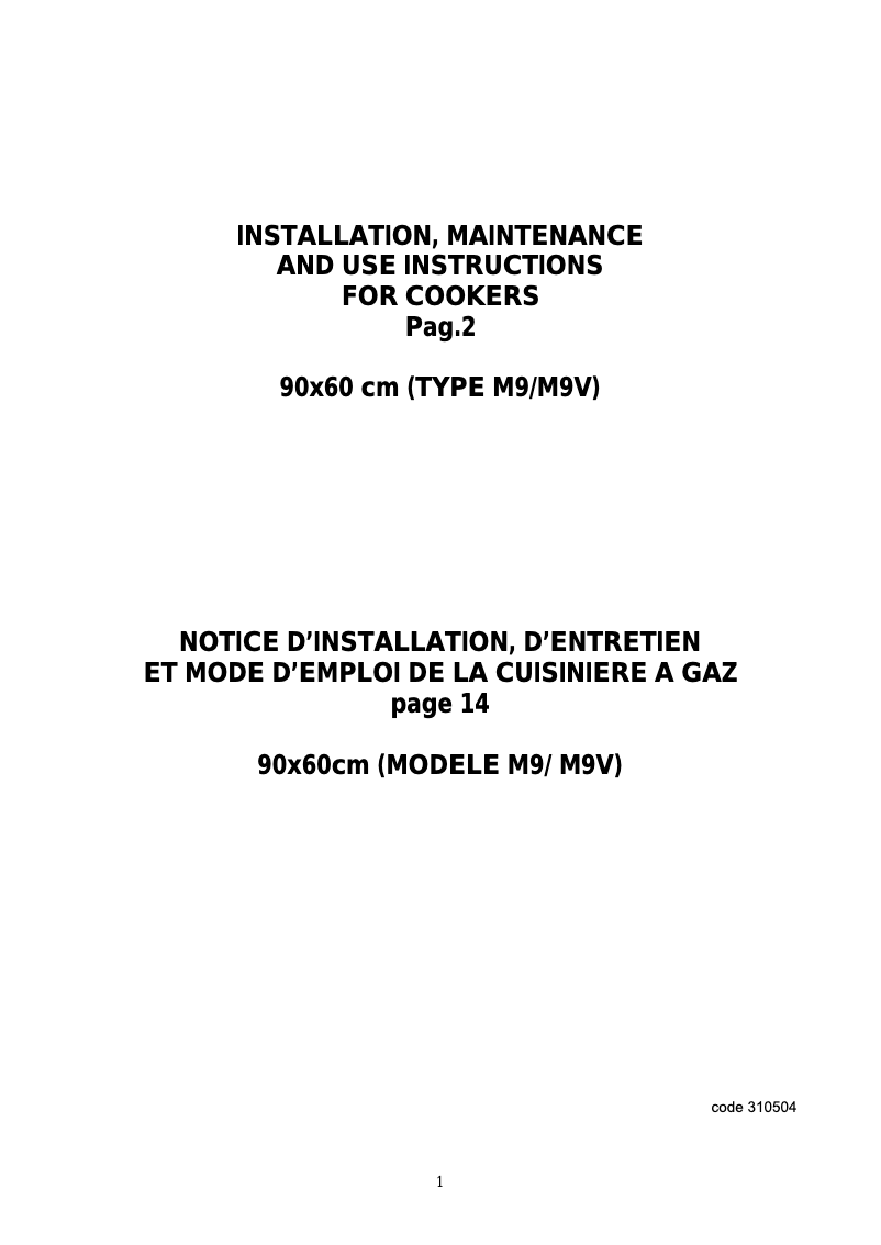 Page n°1 - Manuel utilisateur La Germania AMS9IND 61 B X