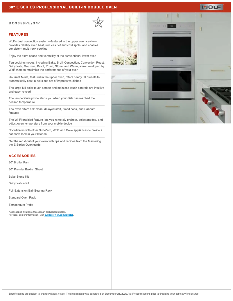 Page n°1 - Manuel utilisateur Wolf DO3050PE