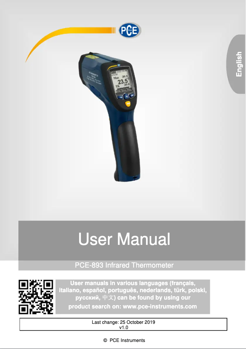 Page n°1 - Manuel utilisateur PCE Instruments PCE-893