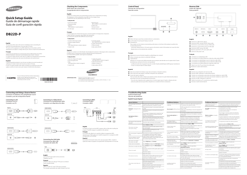 Image de la première page du manuel de l'appareil Smart Signage DB22D-P
