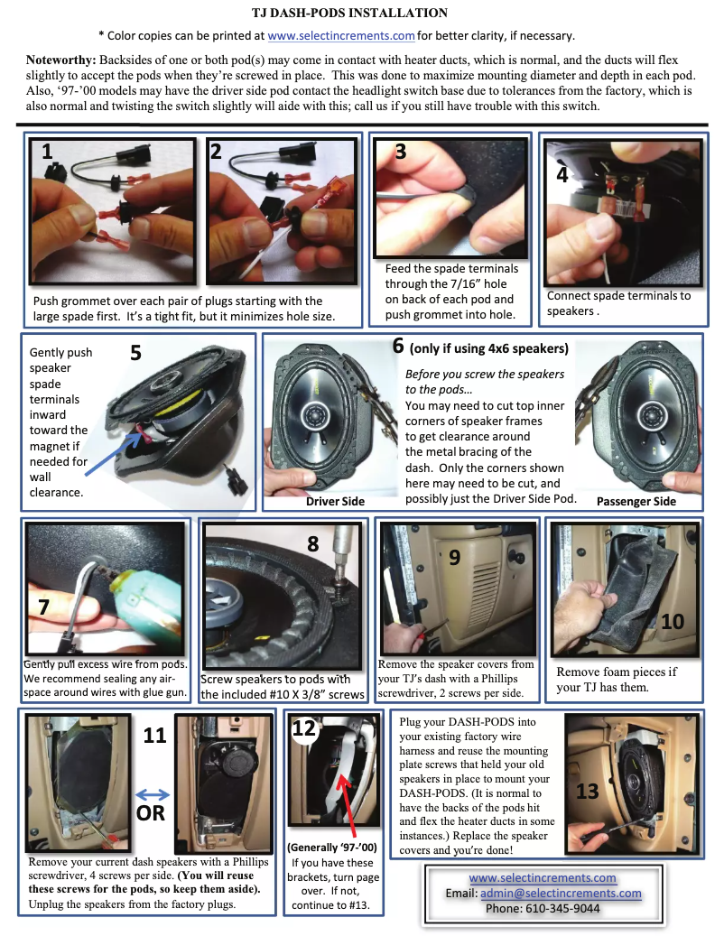 Page n°1 - Manuel utilisateur Select Increments Dash-Pods