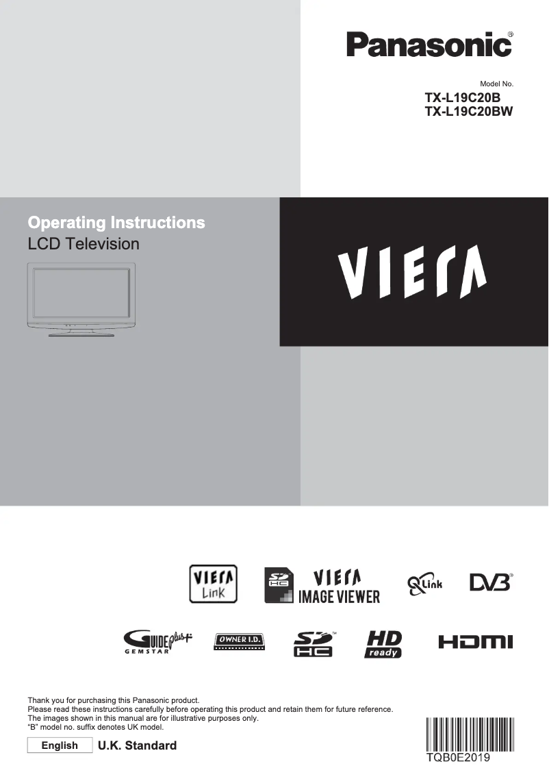 Imagen de la primera página del manual del dispositivo Viera TX-L19C20BW