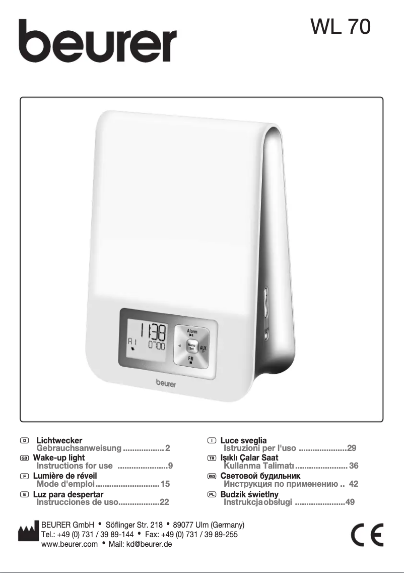 Page 1 de la notice Manuel utilisateur Beurer WL 70