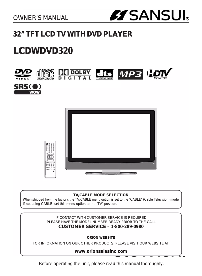 Image de la première page du manuel de l'appareil LCDWDVD320