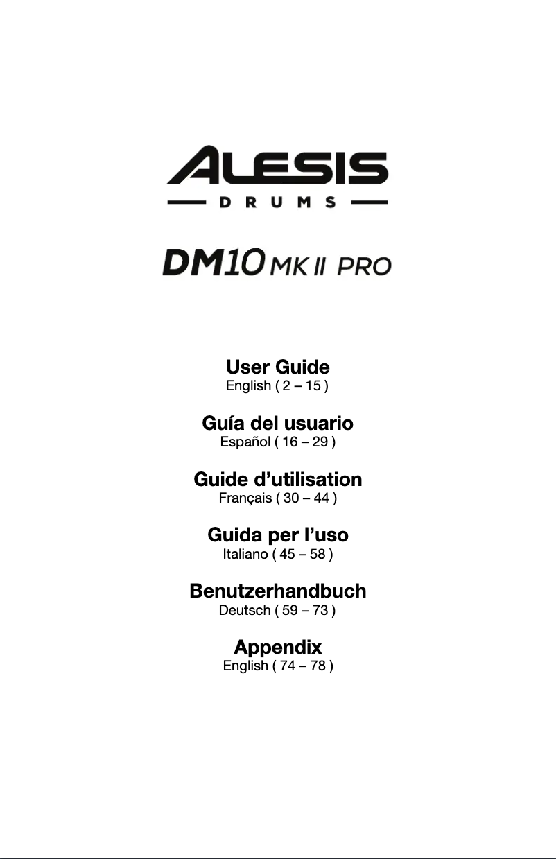 Image de la première page du manuel de l'appareil DM10 MKII Pro Kit