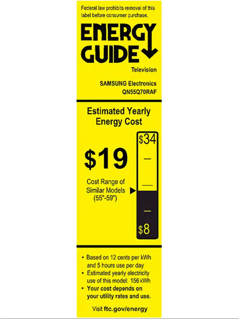 Page n°1 - Label énergétique Samsung QN55Q70RAFXZA