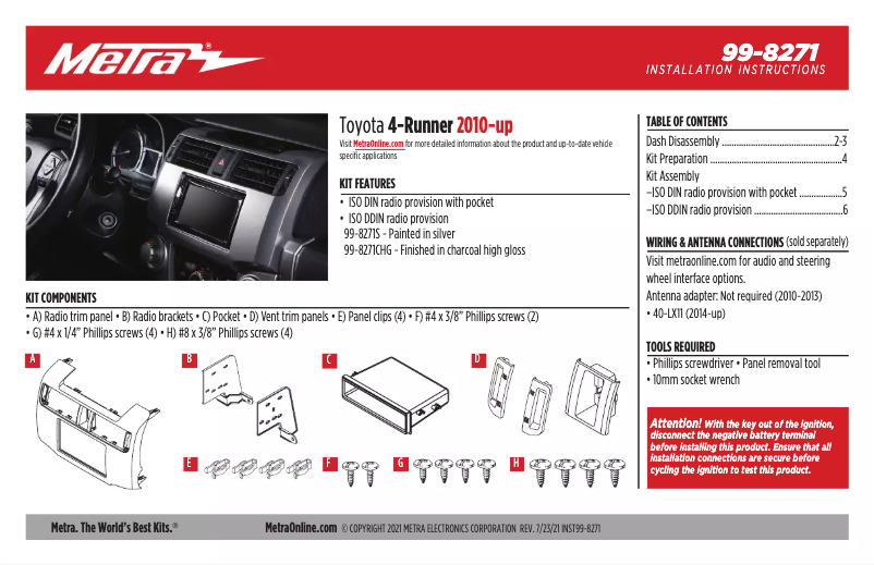 Page n°1 - Guide d'installation Metra 99-8271