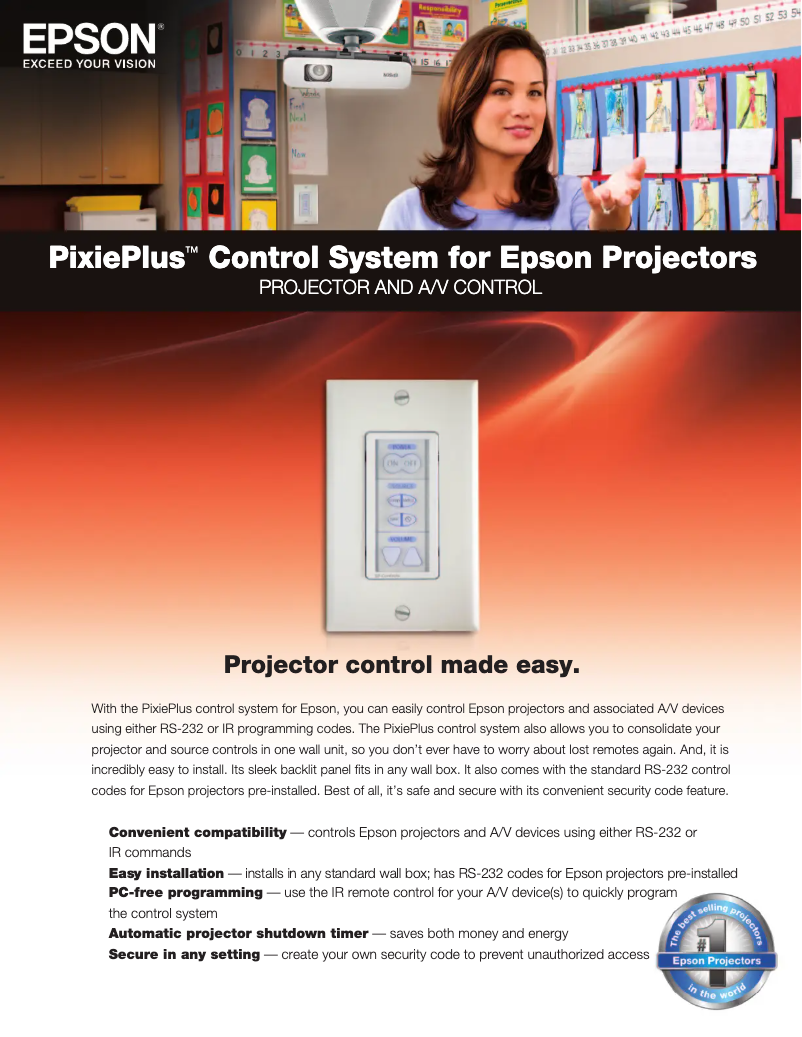 Page 1 de la notice Brochure Epson PixiePlus Control System