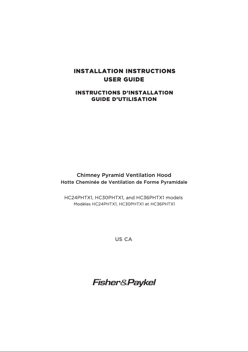 Page n°1 - Guide d'installation Fisher & Paykel HC30PHTX1N