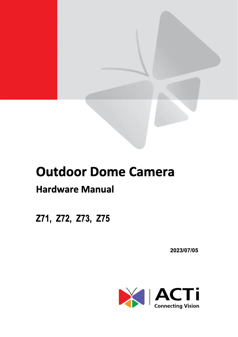 Page n°1 - Manuel utilisateur ACTi Z75