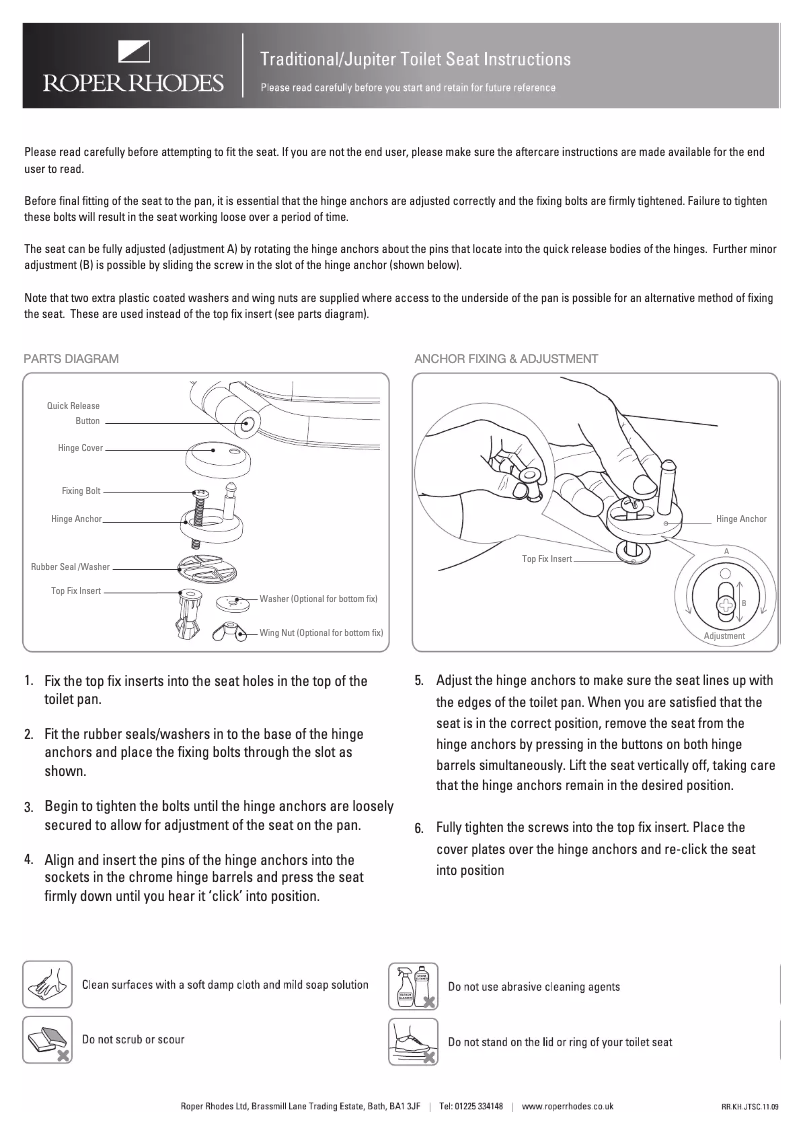 Page n°1 - Manuel utilisateur Roper Rhodes Traditional