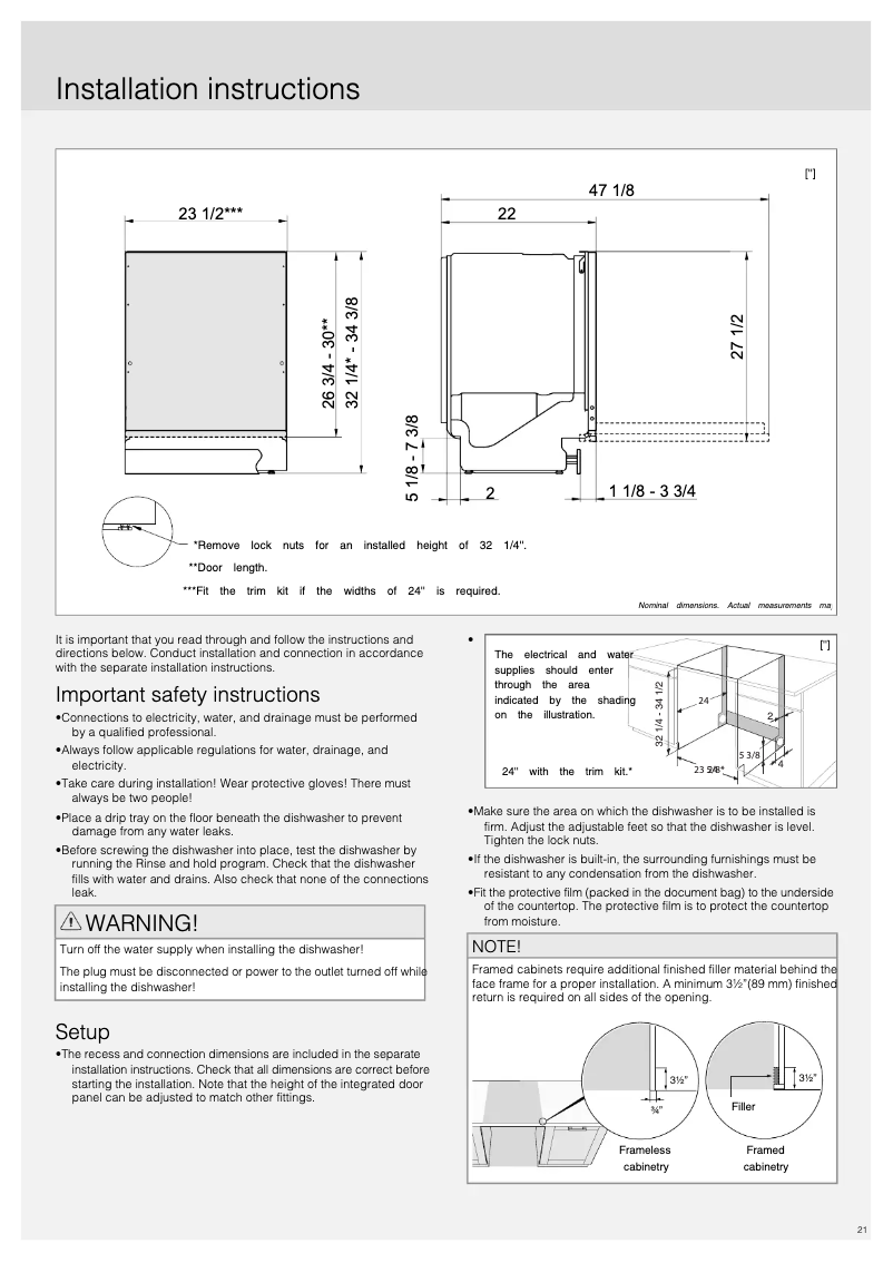 Page n°1 - Guide d'installation Asko DFI663