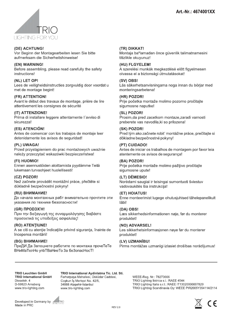 Página 1 del manual Manual de usuario Trio Lighting Linz 467400102