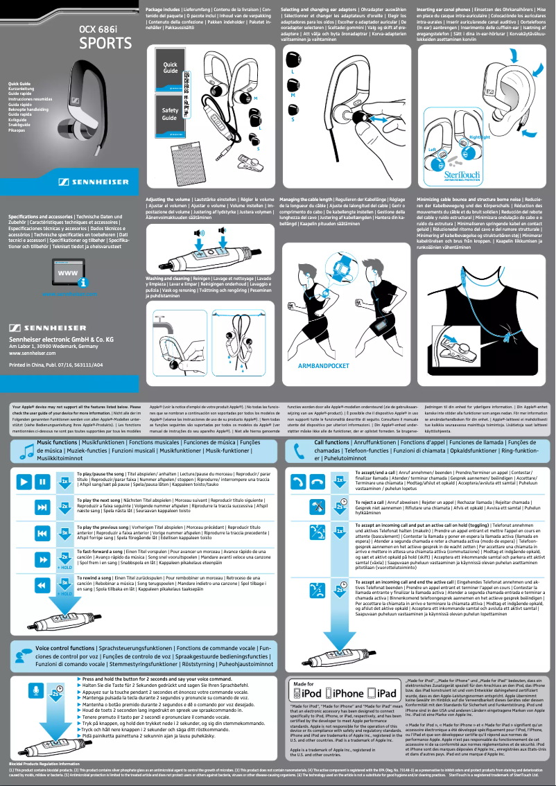 Page 1 de la notice Manuel utilisateur Sennheiser OCX 686i SPORTS