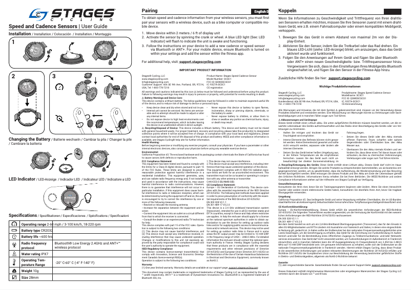 Page 1 de la notice Manuel utilisateur Stages Cadence