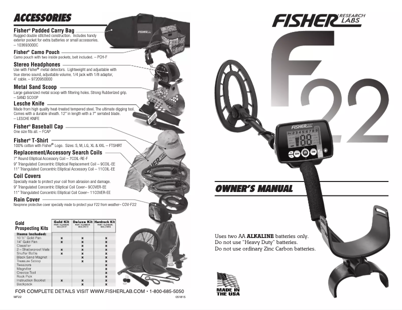 Page n°1 - Manuel utilisateur Fisher F22