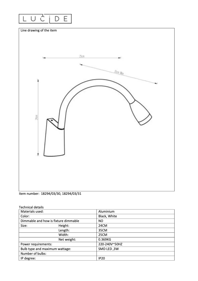 Page n°1 - Manuel utilisateur Lucide Galen-LED