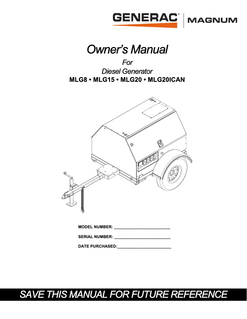 Page n°1 - Manuel utilisateur Generac MLG8K