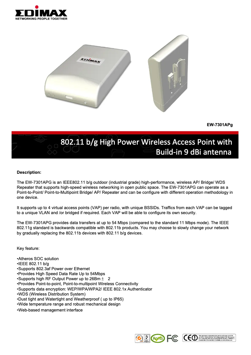 Page n°1 - Manuel utilisateur Edimax EW-7301APg