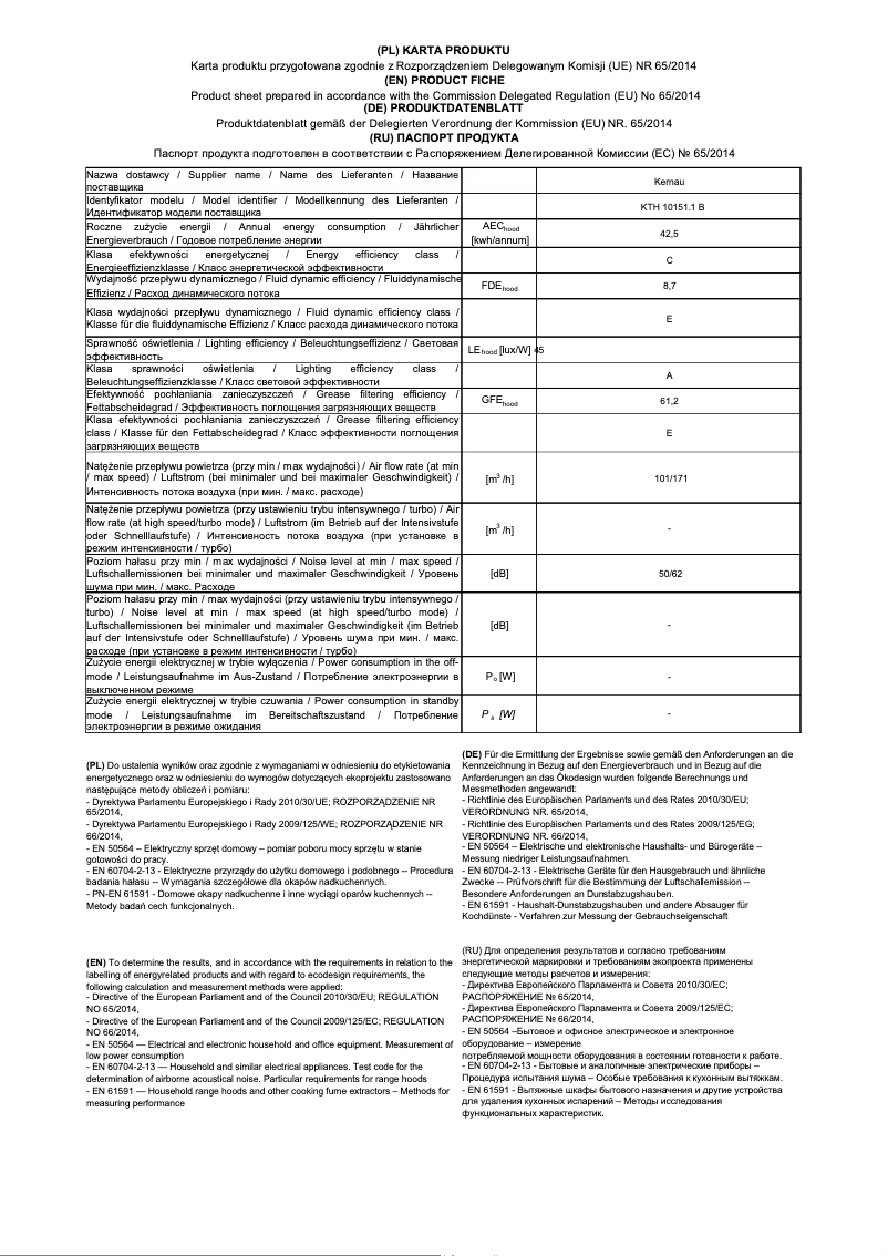 Image de la première page du manuel de l'appareil KTH 10.151.1 W