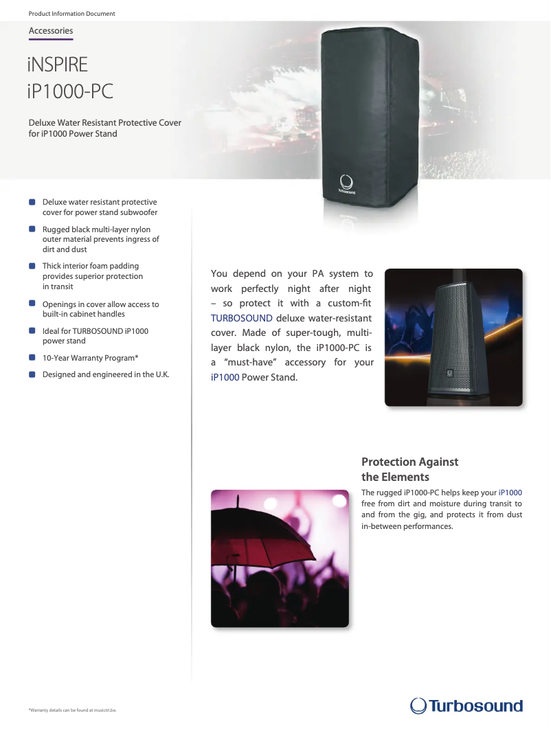 Página 1 del manual Ficha técnica Turbosound iP1000-PC