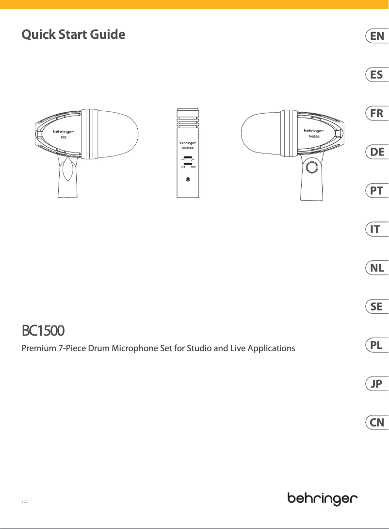 Page n°1 - Guide de démarrage rapide Behringer BC1500