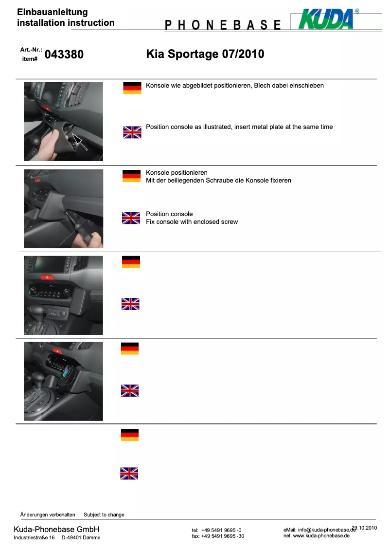 Page 1 de la notice Manuel utilisateur Kuda 043385