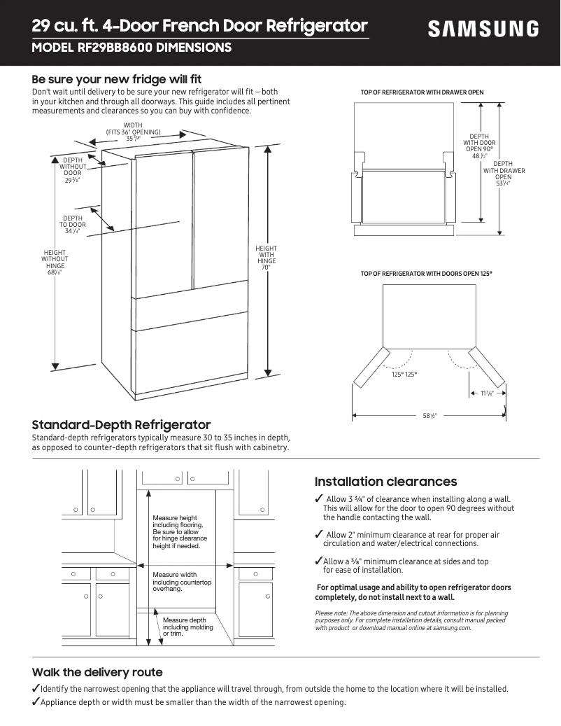 Page n°1 - Guide de mesure Samsung RF29BB8600QL