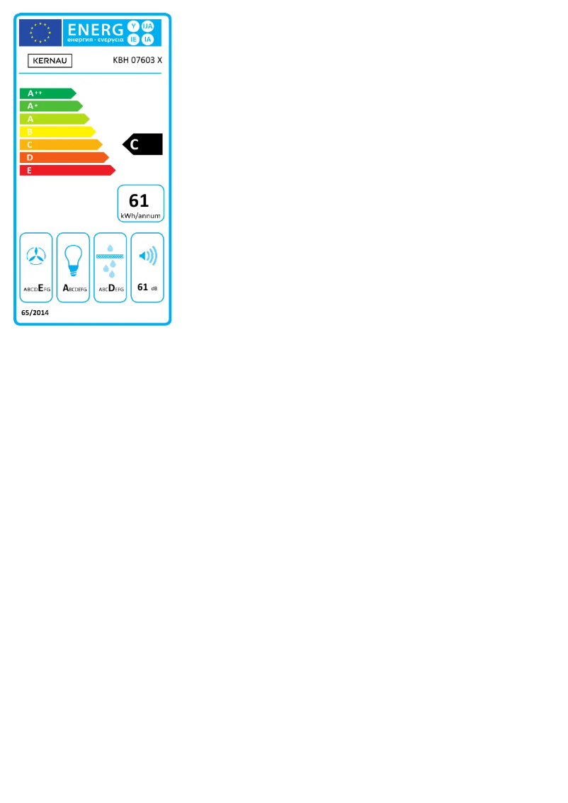 Page 1 de la notice Label énergétique Kernau KBH 07603 X