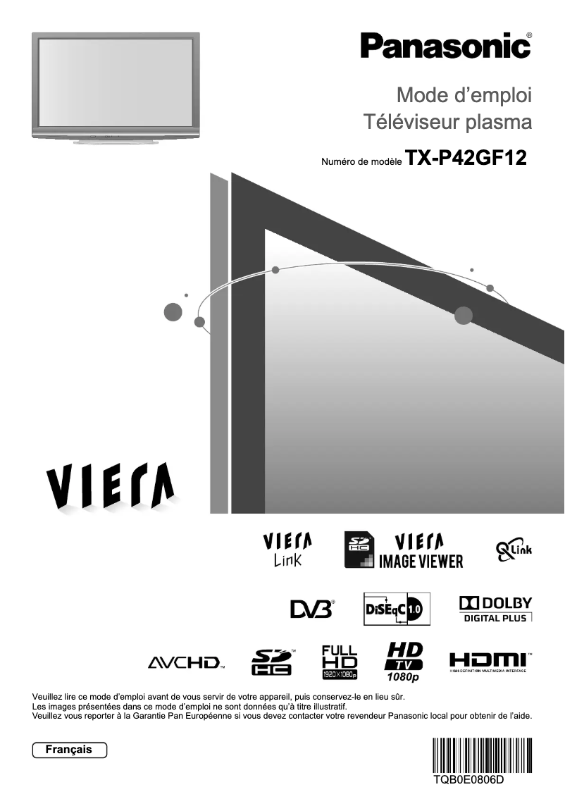 Page 1 de la notice Manuel utilisateur Panasonic Viera TX-P42GF12