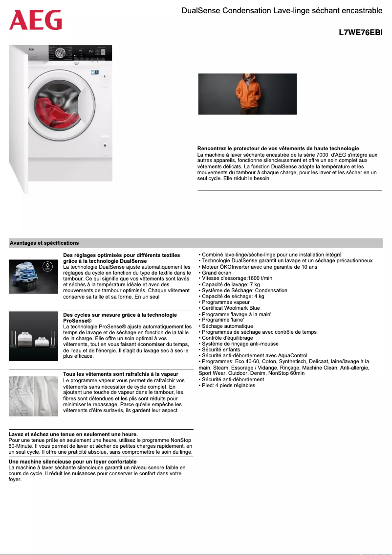 Image de la première page du manuel de l'appareil L7WE76EBI