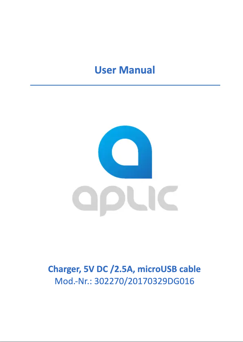 Page n°1 - Manuel utilisateur Aplic 302270