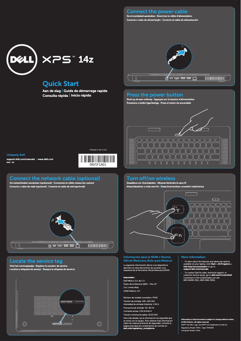 Page 1 de la notice Manuel utilisateur Dell XPS 14z
