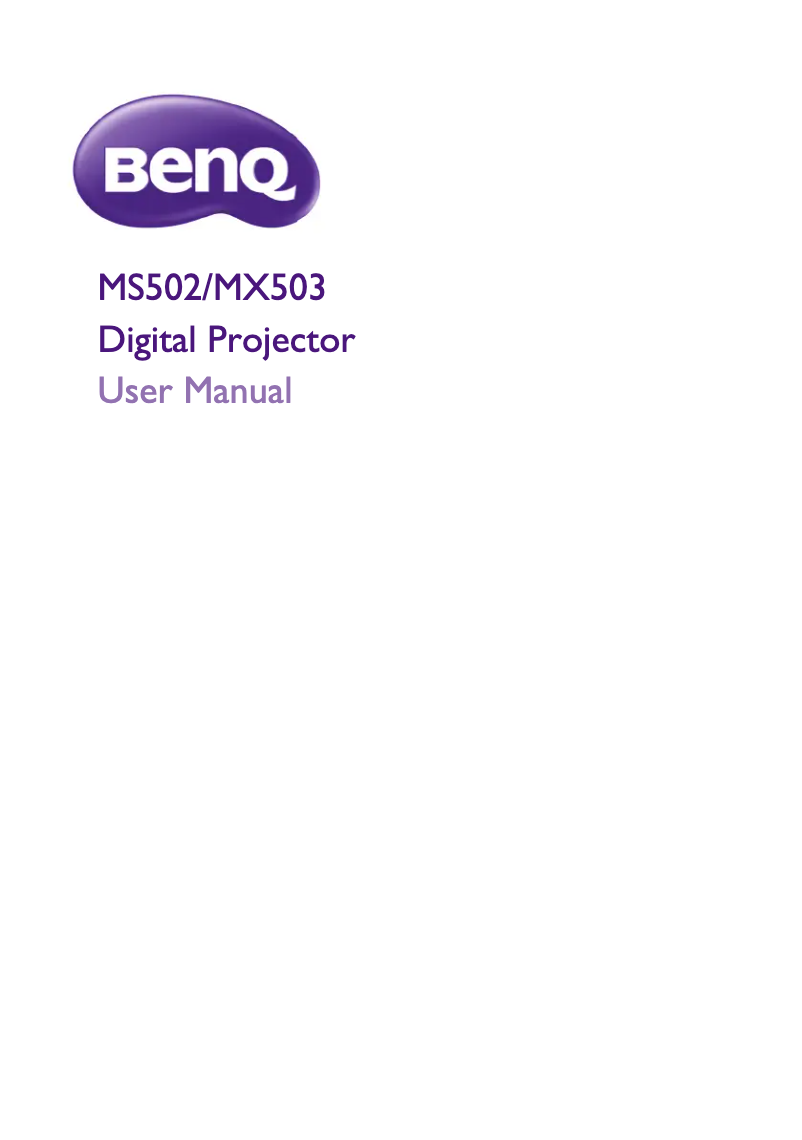 Page n°1 - Manuel utilisateur BenQ MX503